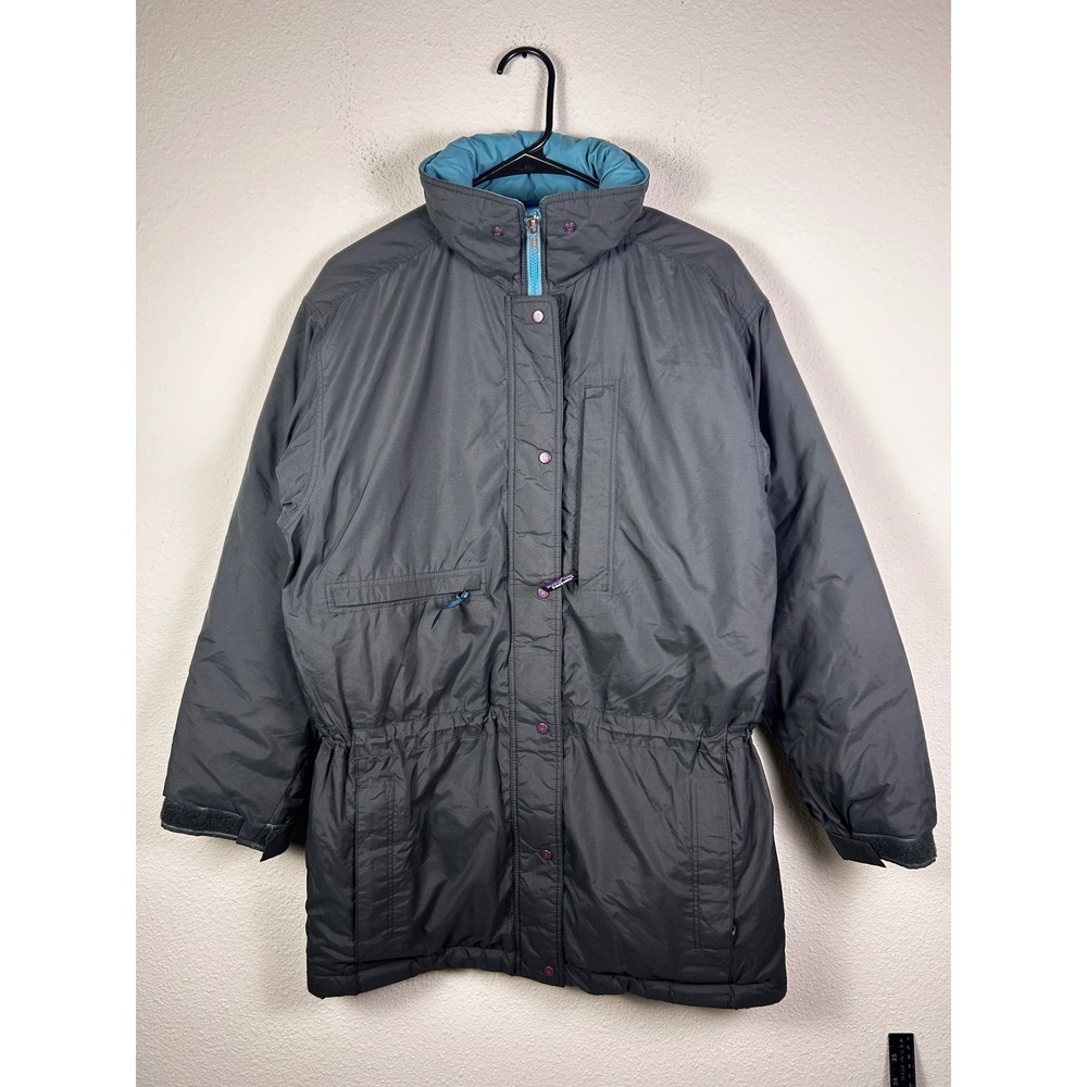 Patagonia Vintage Insulated Parka Jacket Womens XS Gray Purple Teal Full Zip